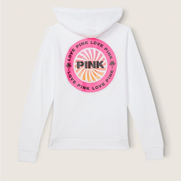 Vs Victorias Secret Pink Perfect Full Zip Hoodie Sweater Jacket Top Tropical S - Picture 6 of 8